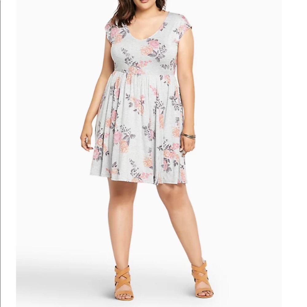 Floral print jersey skater dress